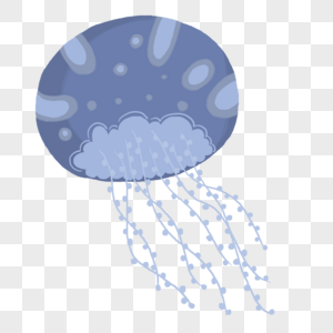 蓝色的海洋水母元素图片