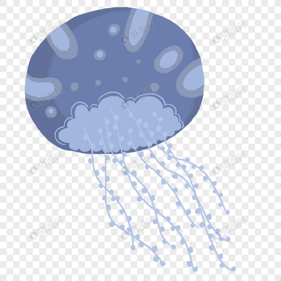 蓝色的海洋水母元素图片