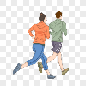 卡通简约运动跑步人物元素图片