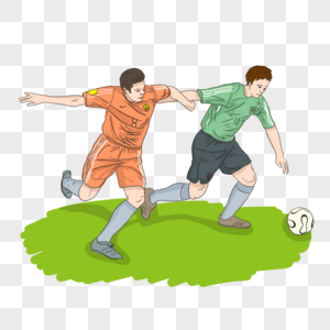 卡通简约运动踢足球人物元素图片
