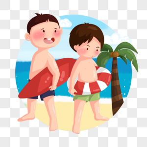 海边度假的孩子高清图片