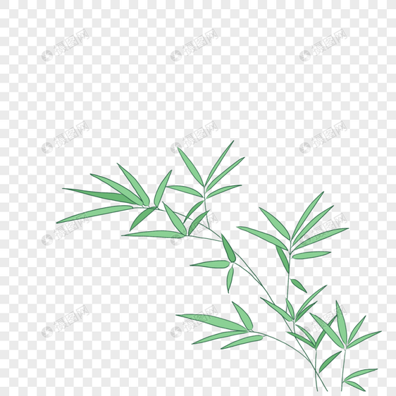 端午节古典手绘竹子枝叶卡通装饰图片