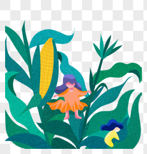 抗玉米小女孩图片