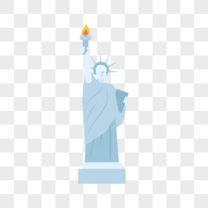 旅游景点美国自由女神像矢量扁平素材图片