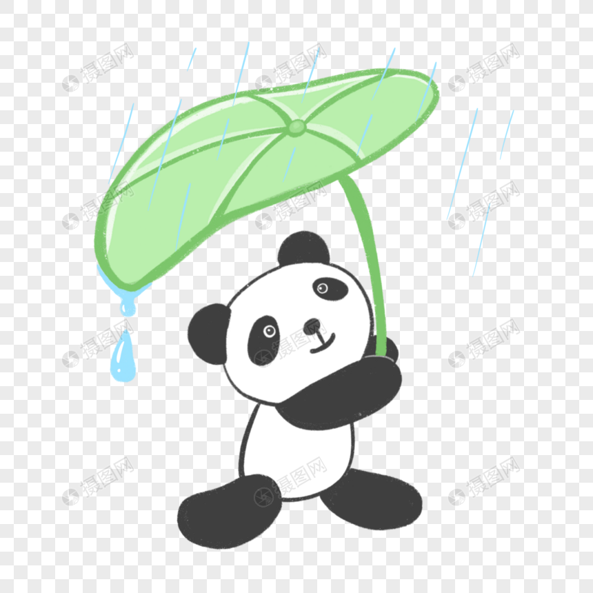撑荷叶伞的熊猫图片