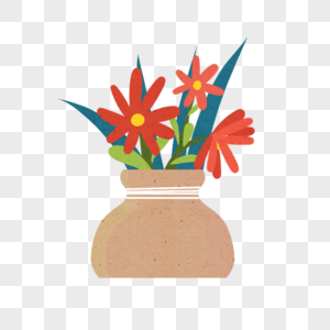 手绘鲜花节日花瓶高清图片