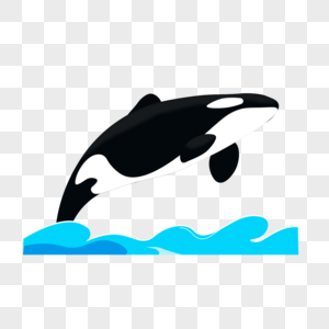 手绘虎鲸鲸鱼海洋动物免抠元素图片