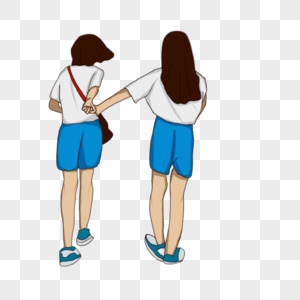 闺蜜合照背影逛街元素