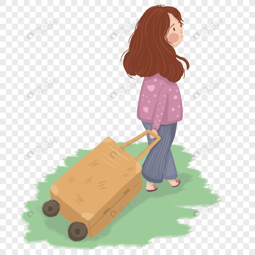 拉着行李箱离开学校的毕业生