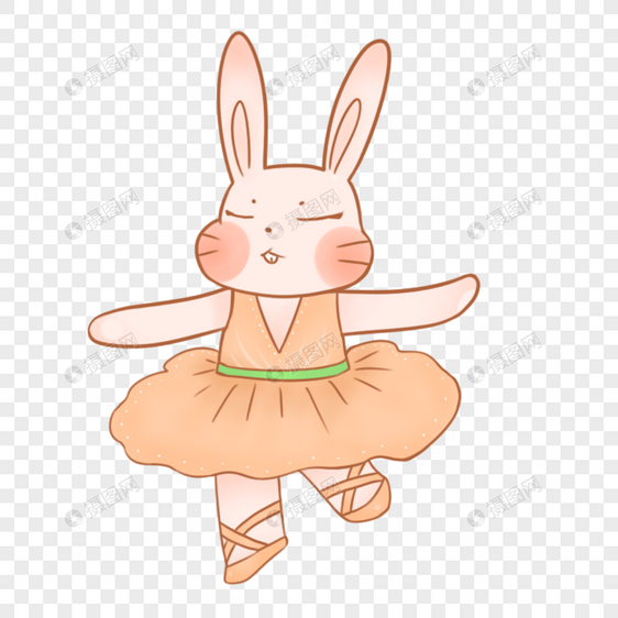 卡通手绘开心跳舞的可爱兔子图片