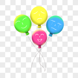 可商用彩色扁平卡通时尚表情气球图片