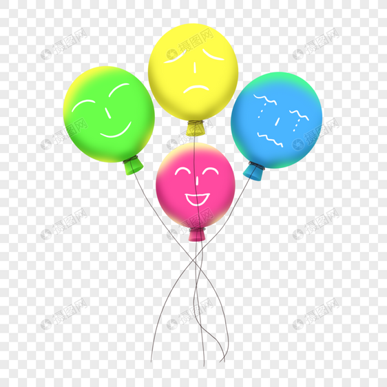 可商用彩色扁平卡通时尚表情气球图片