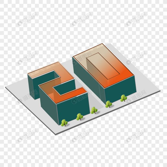 2.5D数字建筑插画图片