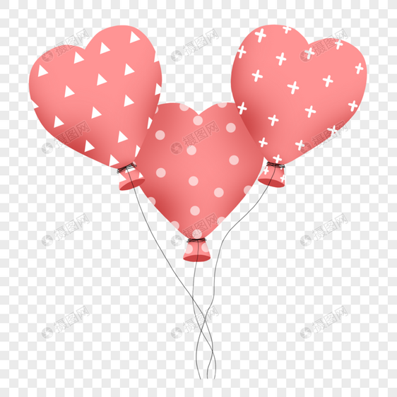 可商用彩色扁平卡通时尚粉色少女爱心气球图片