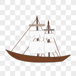 卡通棕色帆船插图图片