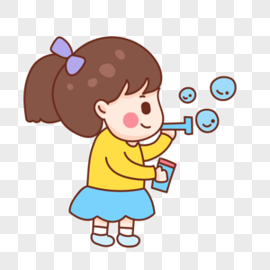 吹泡泡糖的小女孩图片