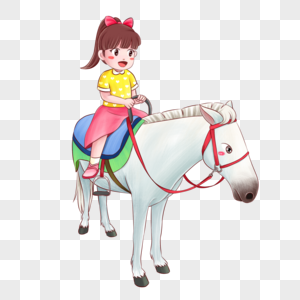 骑白马的小女孩高清图片