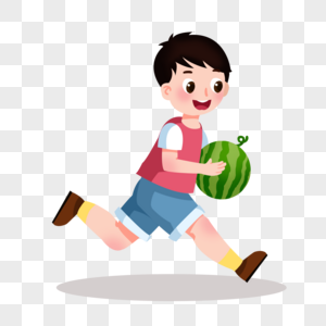 卡通短裤男孩奔跑插图图片素材