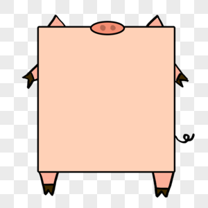 手绘卡通正方形猪猪边框图片