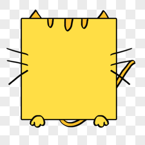 手绘卡通正方形猫猫边框高清图片