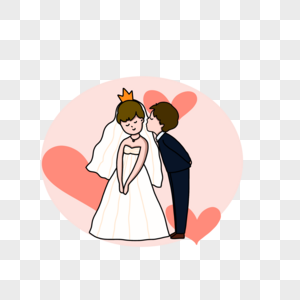 卡通新娘新郎结婚插图图片