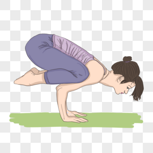卡通简约人物运动瑜伽元素图片