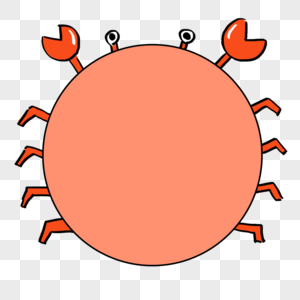 手绘卡通螃蟹圆形边框图片素材