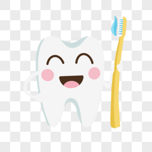拿牙刷的牙齿小人图片