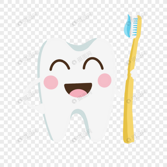 拿牙刷的牙齿小人图片