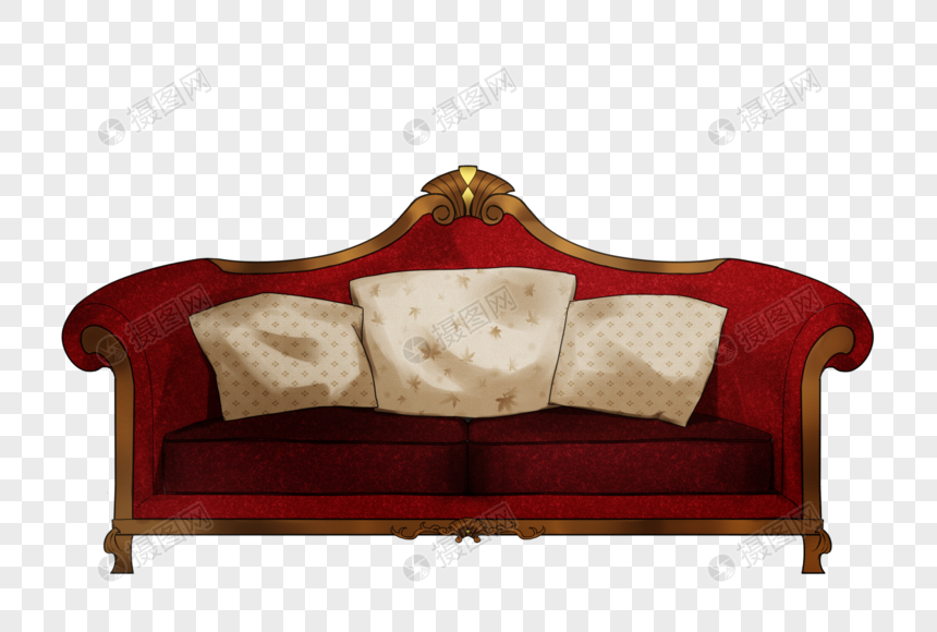手绘欧式沙发家具免抠素材