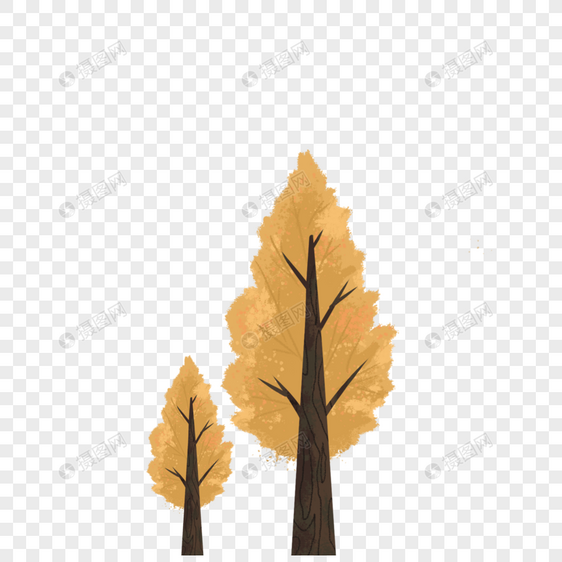 秋天的小树元素背景图片