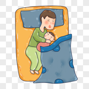找我动态素材卡通手绘爸爸哄我睡png素材素材