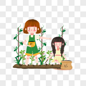 种地的女孩手绘种地的女孩高清图片