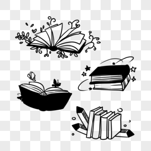 书本黑白适量图片
