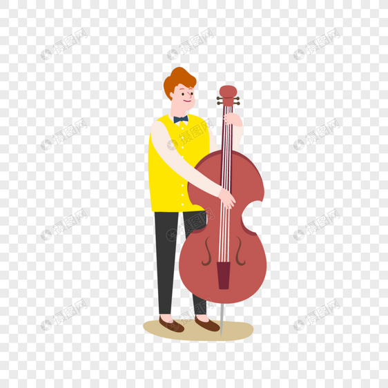 演奏大提琴的男生矢量人物素材图片