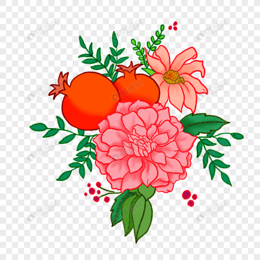 石榴花元素素材下载 正版素材 摄图网