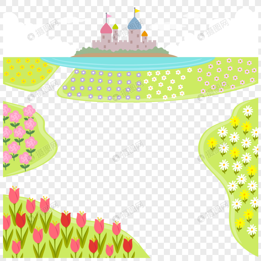 城堡花园背景矢量素材图片