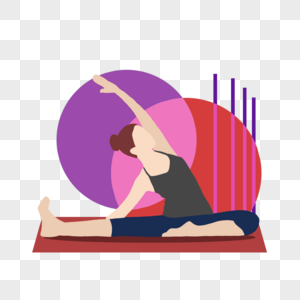 扁平风瑜伽运动女性图片