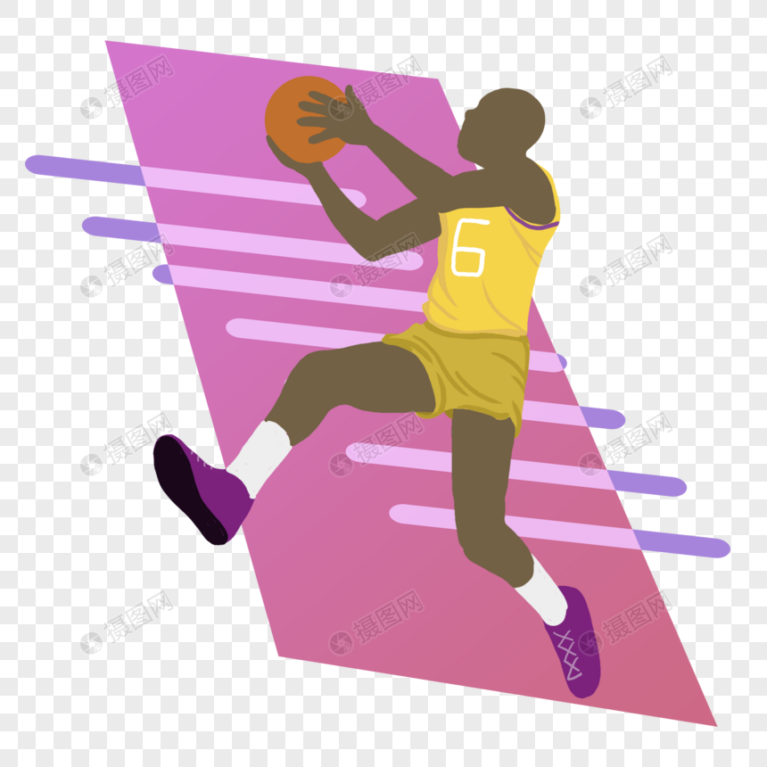 扁平风上篮运动员图片