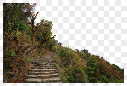尼泊尔徒步山路风光风景高清图片