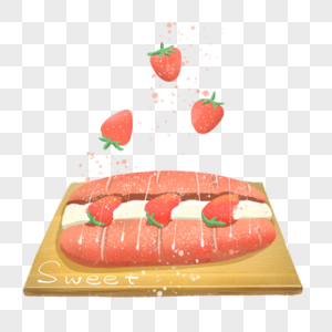 美食草莓魔法棒面包图片