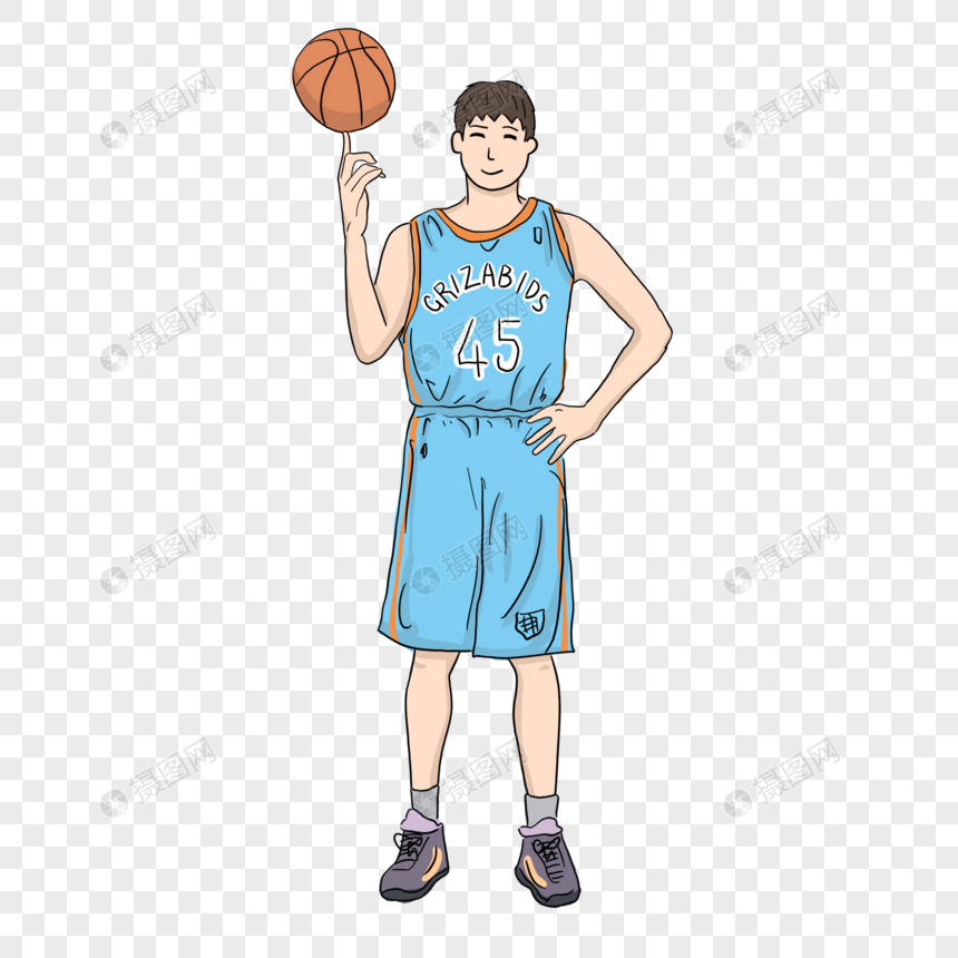 卡通简约人物运动篮球人物元素图片