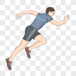 卡通简约人物运动奔跑元素图片
