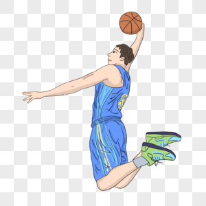 卡通简约运动篮球灌篮元素图片