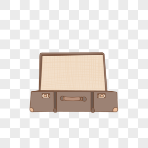 毕业季平放着的打开的咖啡色行李箱卡通手绘高清图片