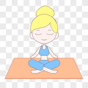 手绘卡通健康坐着冥想练瑜伽图片