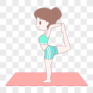 手绘卡通健康瑜伽高难度的抬腿动作图片