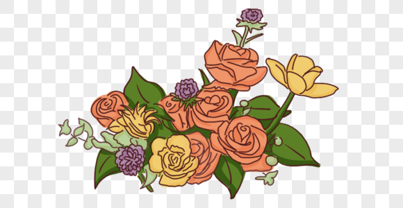 夏季玫瑰花束装饰小清新图片