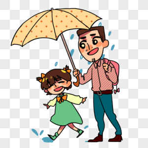 雨天给女儿撑伞的父亲图片