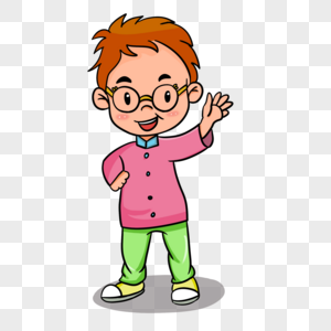 戴眼镜卡通小男孩图片
